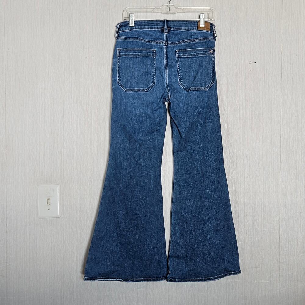 American Eagle AE Festival Flare Jeans Sz 10 Short Flaw - Picture 2 of 10